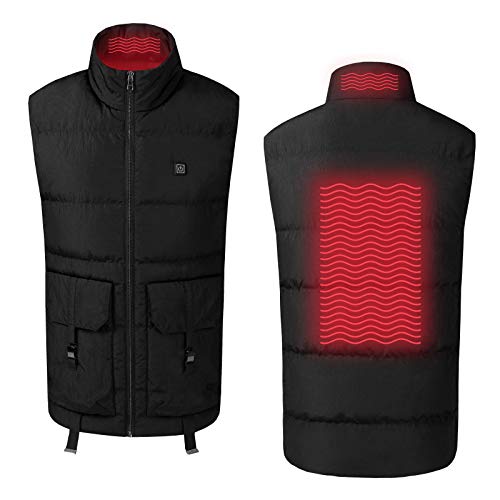 Heated Vest for Teenagers Black - Lightweight Electric Heating 7v Smart Warming Vest - Rechargeable Battery Pack Included