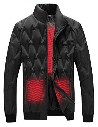 Boys Heated Stamp Quilt Light Jacket with USB Rechargeable Battery Pack Included Black